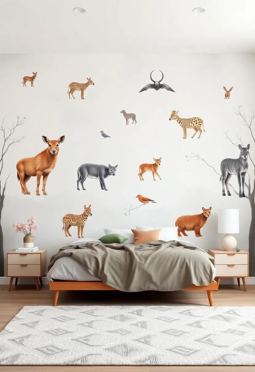 Set the stage⁢ for ​relaxation‌ with ⁤a muted, hand-painted animal ‍mural that creates a tranquil escape