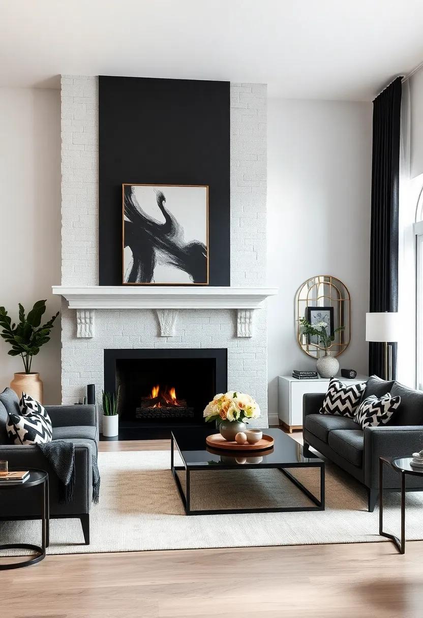Bold Black or‍ White Fireplace: If applicable,‌ update your fireplace with a bold black or white finish to create a standout feature in the​ room