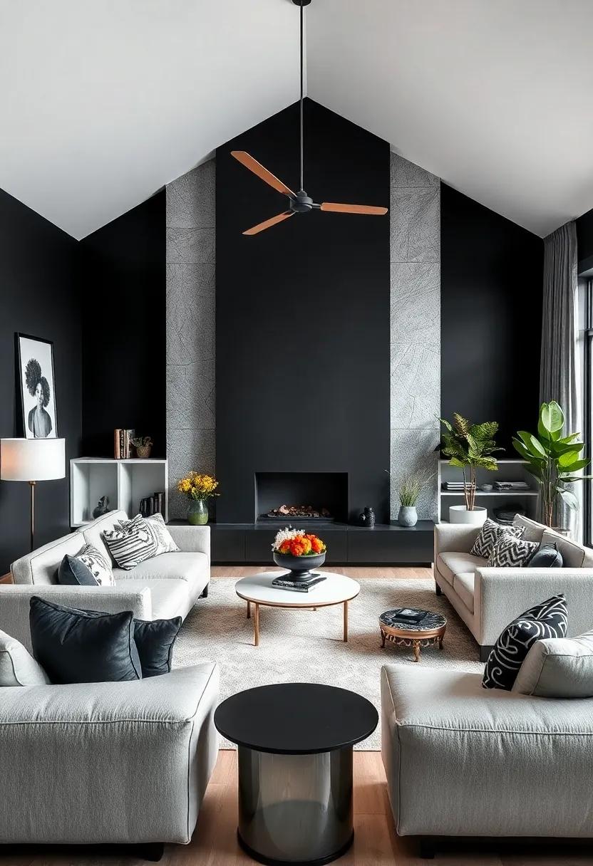 Black ⁢Accent Walls: Consider painting one wall black to create a dramatic backdrop that makes the rest of your‍ decor pop