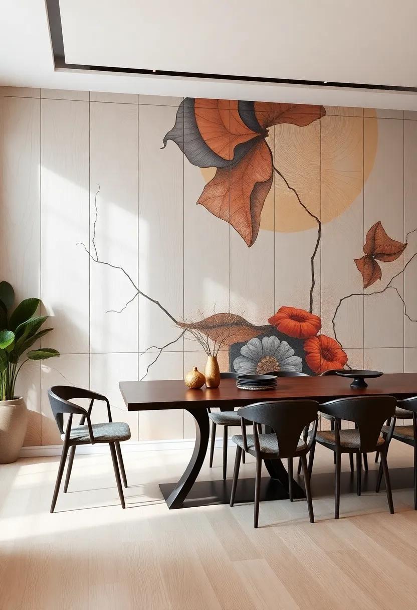 Artistic Murals: ​Turn your ⁣dining wall into a canvas for stunning murals that ⁣set‍ the tone⁤ for your dining experience