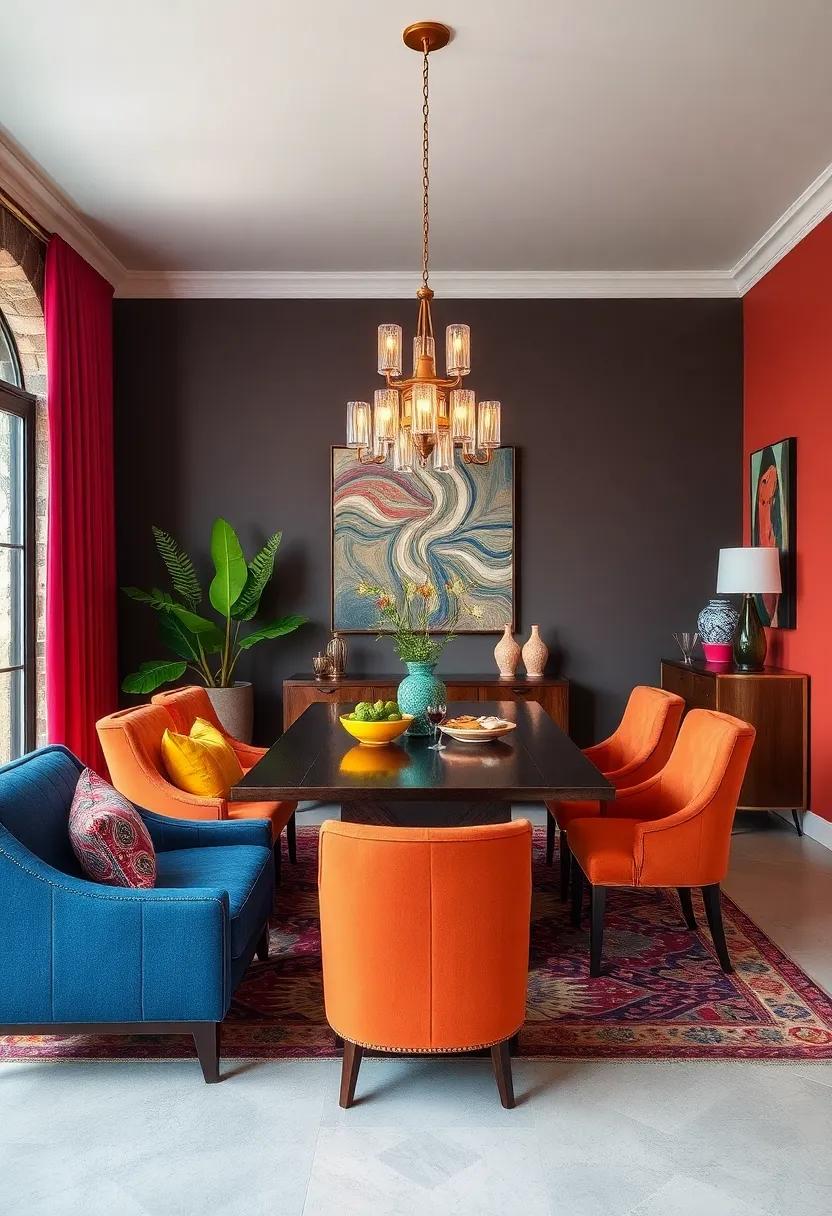 Bold⁤ Color Palettes: Use vibrant ‍hues ​to ‌accentuate walls and furniture, bringing energy and personality to ‍your dining room