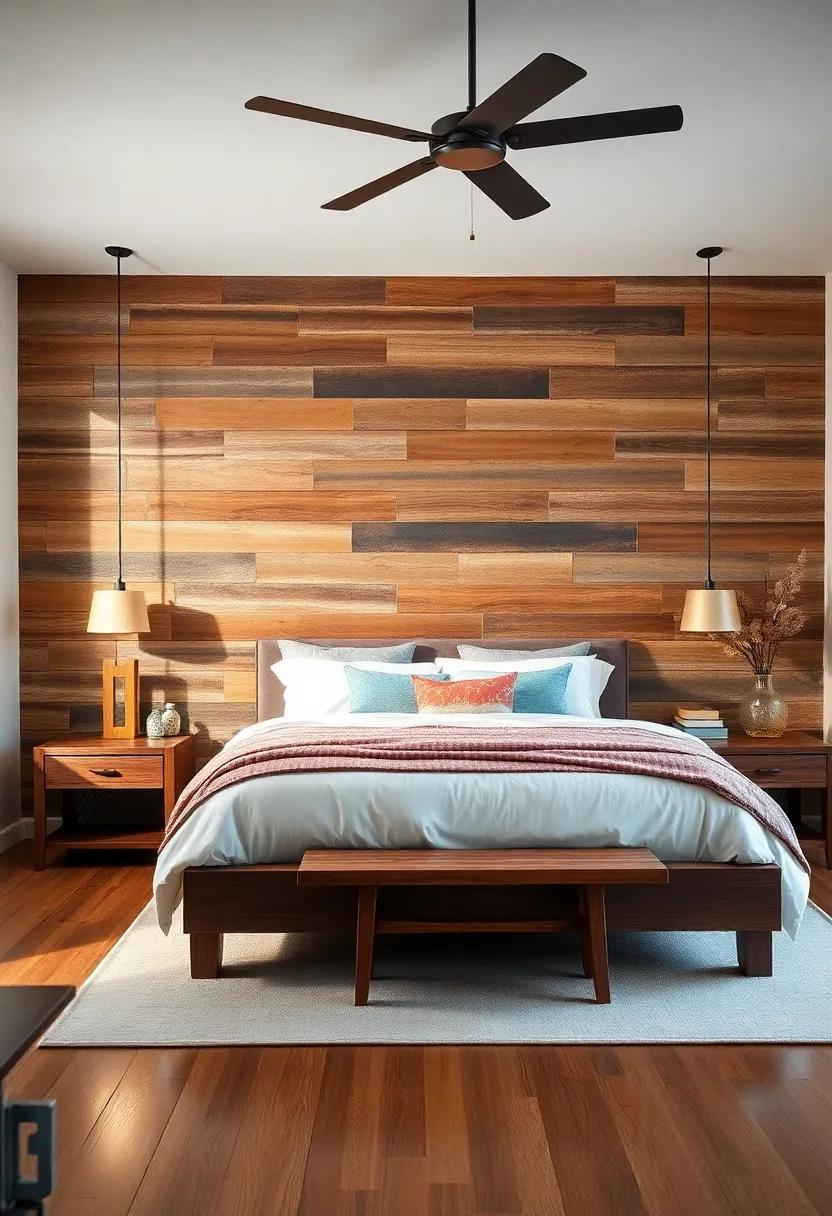 Reclaimed⁤ Wood Accent Wall: ‍Create a stunning backdrop with a reclaimed wood accent wall that brings depth​ and texture to your farmhouse bedroom