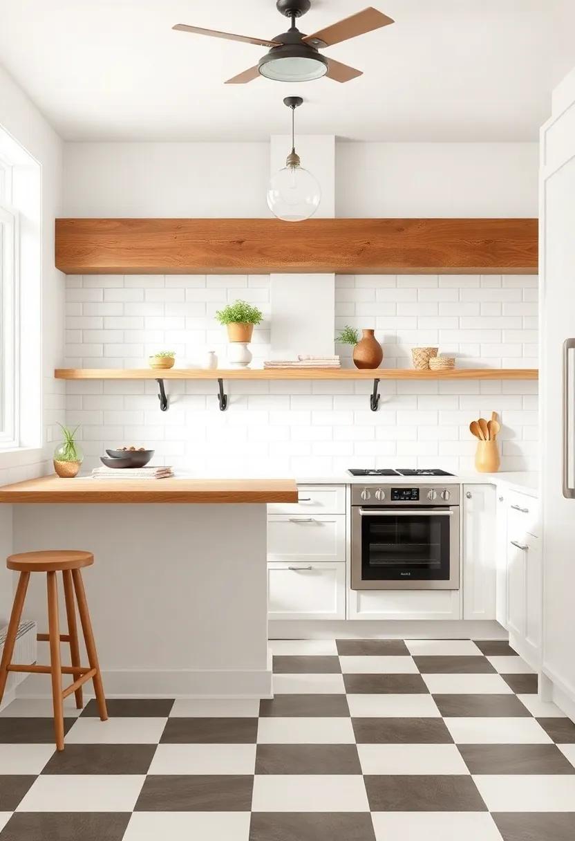 checkerboard Design: ⁢Bring ‍playful charm ‍to your kitchen with a classic checkerboard floor that pairs well with farmhouse décor