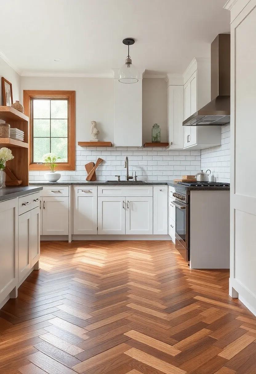 Herringbone Pattern: Create a stunning visual interest with herringbone-patterned hardwood floors,perfect for a touch of ‍sophistication