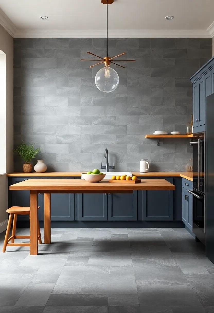Slate Tiles: Utilize slate tiles for a rugged yet refined surface; their natural variations offer a beautiful organic feel