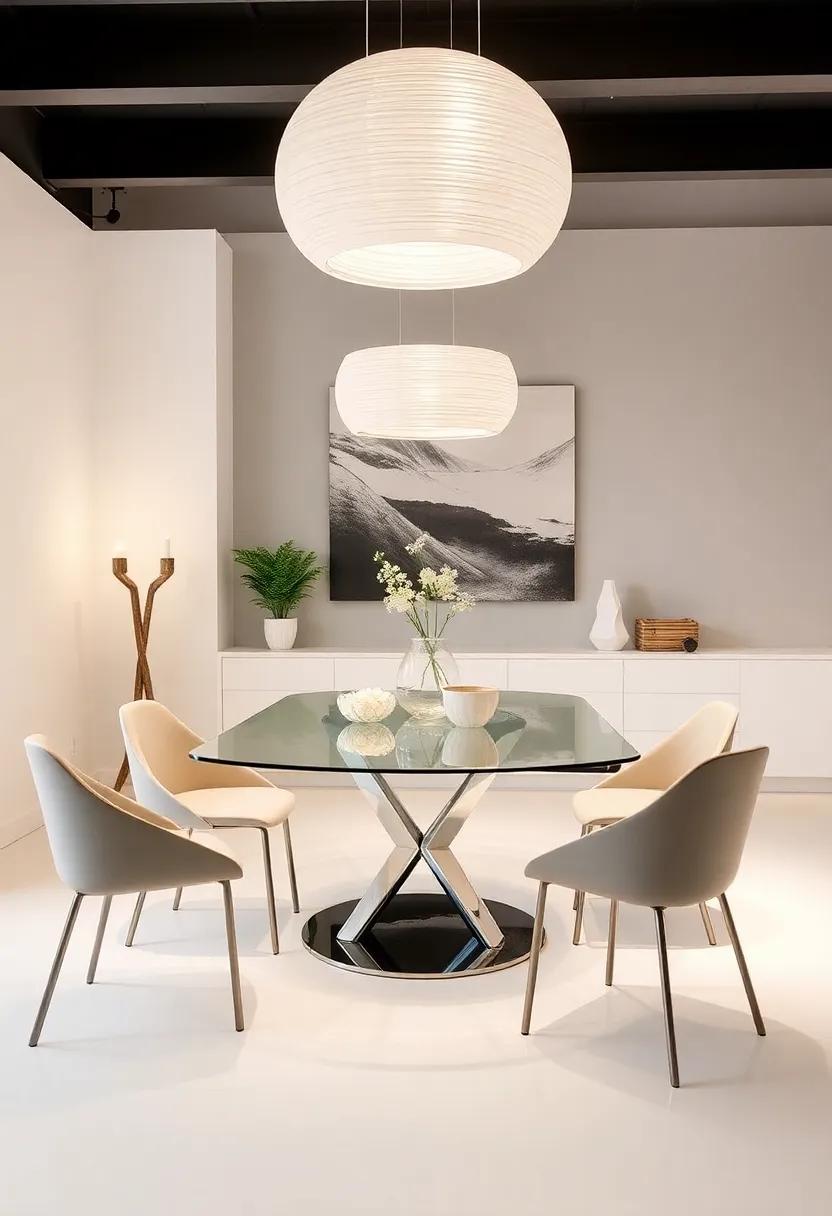 Minimalist ⁢Magic: Sleek Glass Dining Tables Paired with Subtle Decor‌ Accents