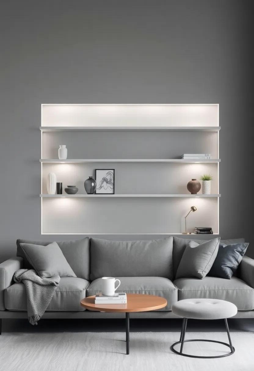 Statement Lighting: Look ⁤for minimalist shelving that incorporates built-in lighting to highlight decorations and enhance your gray color scheme