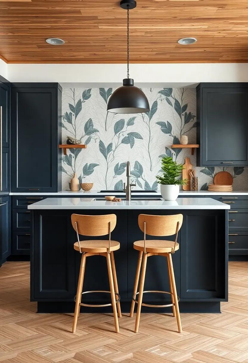 Bold Wallpaper Backdrop: Add a stunning wallpaper behind‍ the island,⁣ creating a ​unique enclave⁤ that defines ⁣the‍ cooking⁢ area