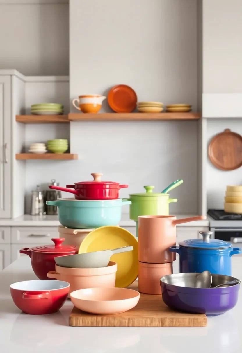 Colorful Cookware Display: Showcase your favorite cookware or bakeware on your island,blending style with practicality
