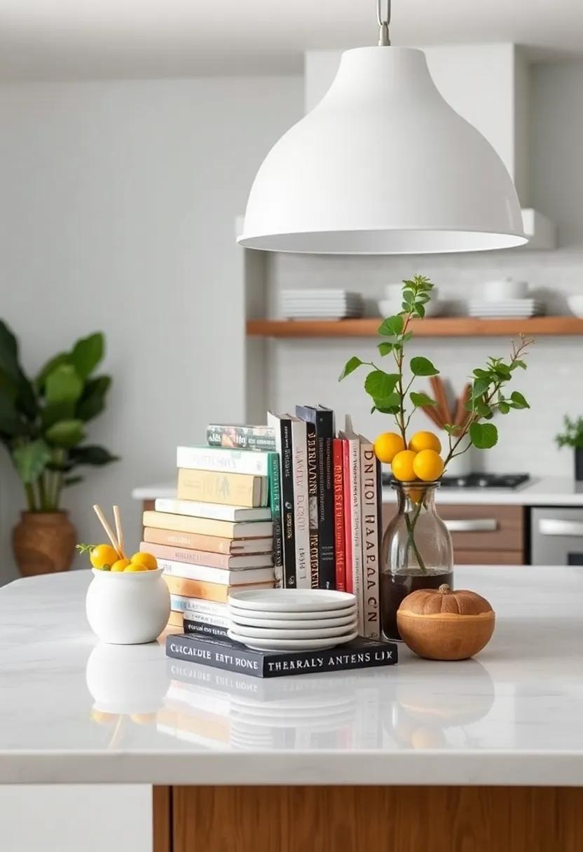 Culinary Book⁤ Display: Make ​a ‌small library⁣ of‍ your favorite cookbooks part of your island‌ decor, merging inspiration with⁢ accessibility