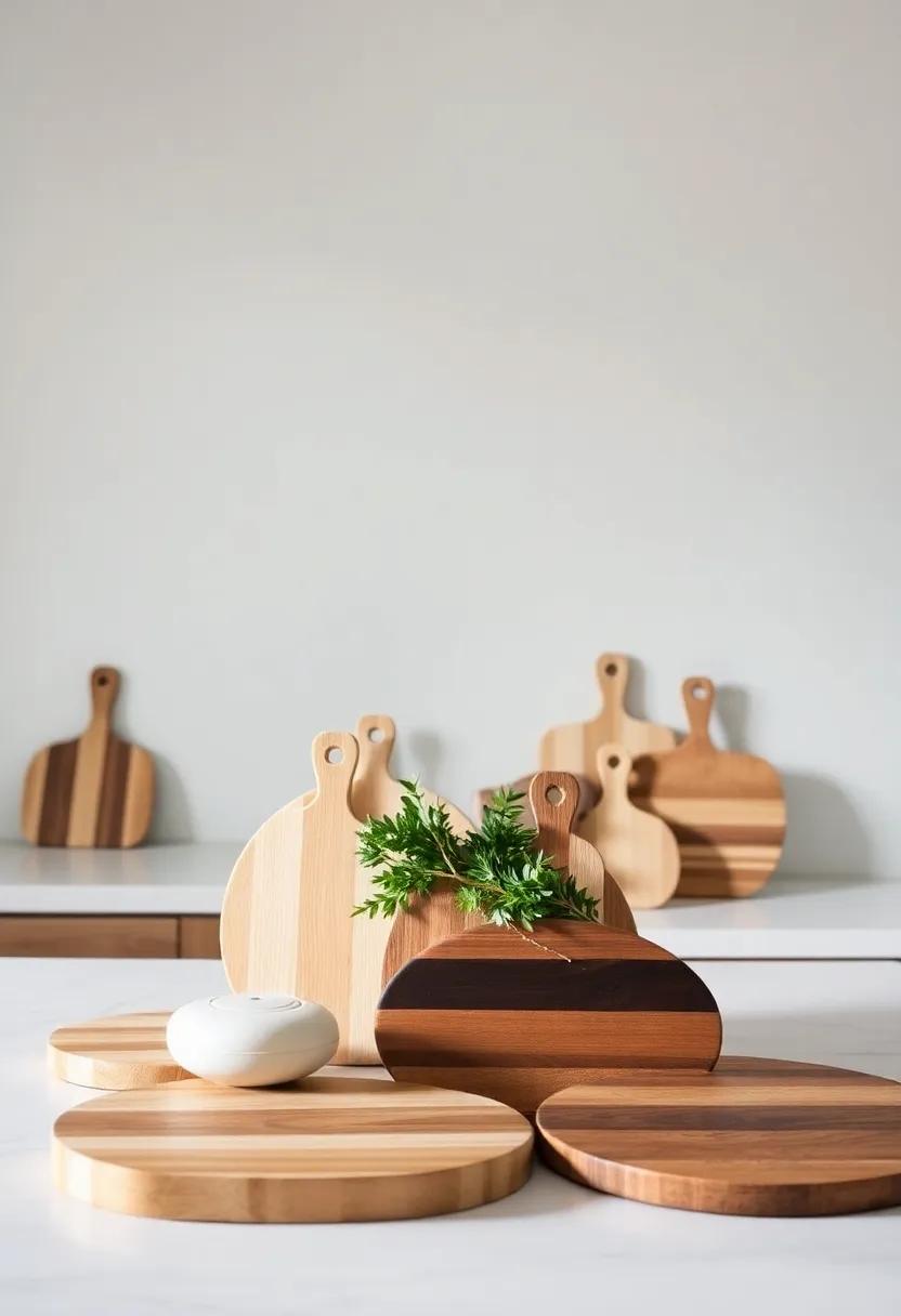 Decorative ​Cutting boards: Use​ a‍ variety of⁣ cutting boards in different shapes⁣ and materials as ⁤an artistic display⁣ on your island