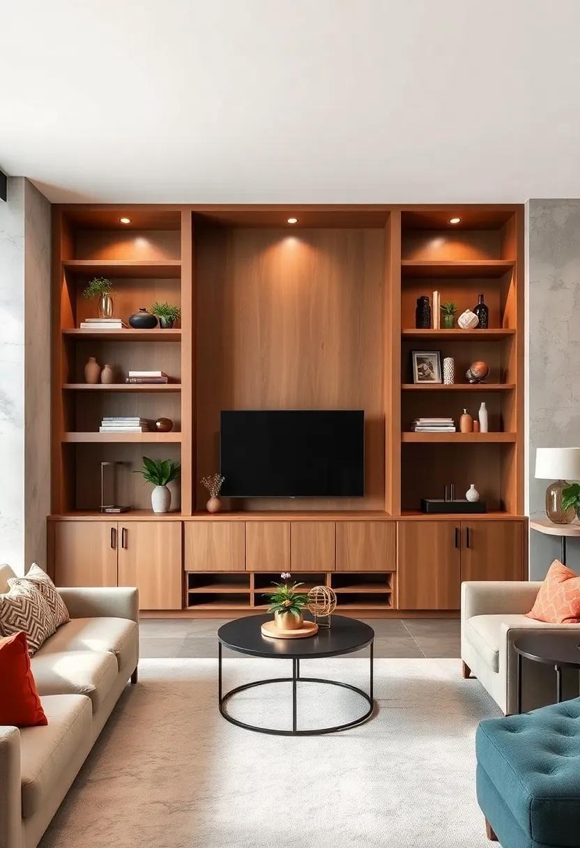 harmonious Symmetry: Discover how symmetrical shelf arrangements create balance and refinement in the living room,​ enhancing the overall aesthetic