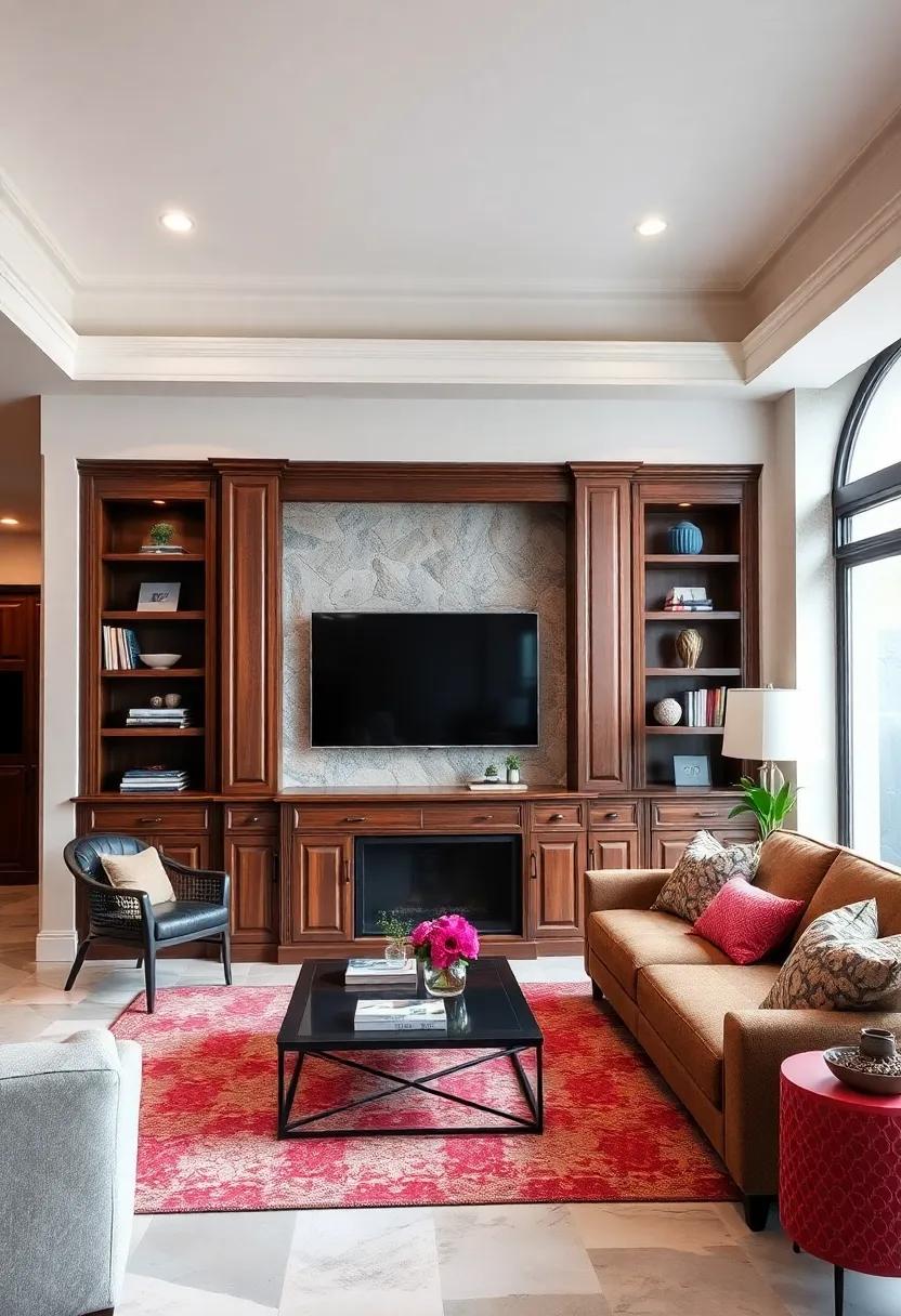 Traditional Elegance: Delve into the classic ‌design of built-in cabinets with detailed moldings and rich wood finishes, perfect for a timeless⁣ and sophisticated living room