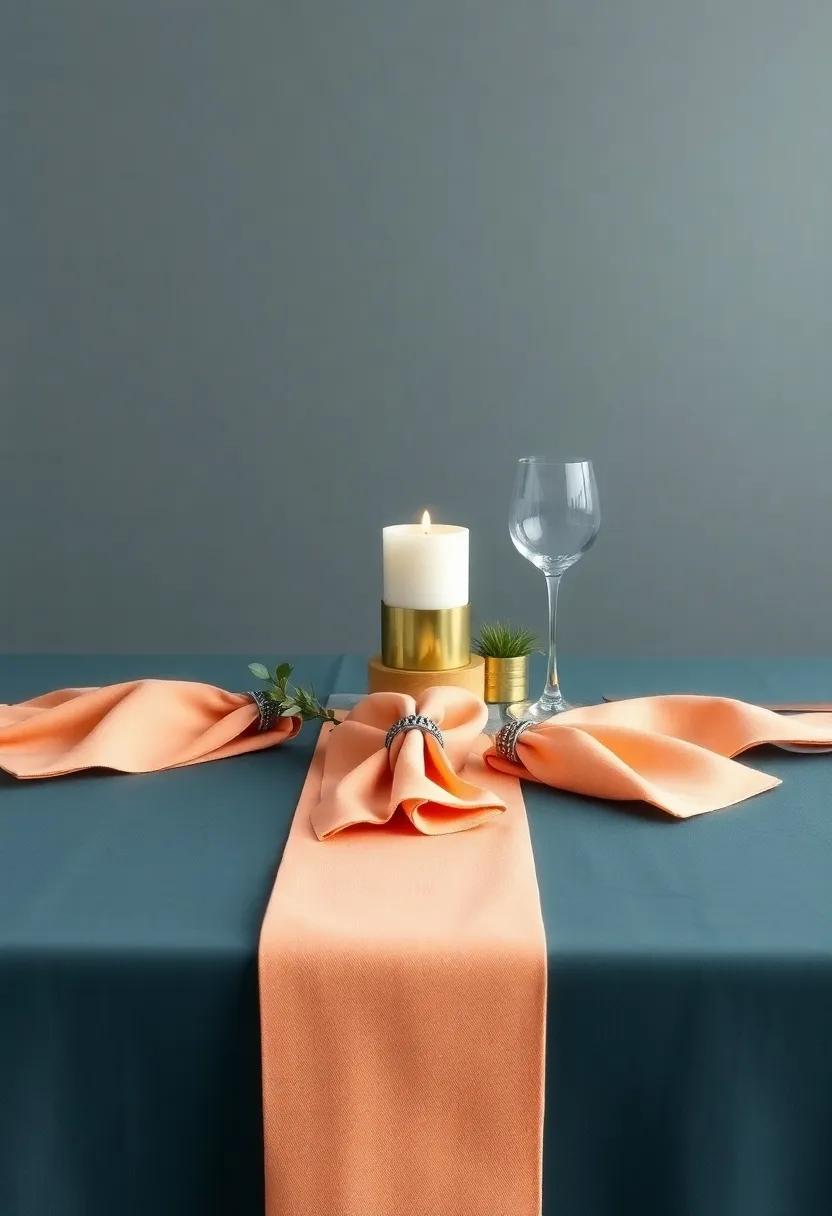 use coordinated‌ napkins and napkin rings to tie together the overall theme and color palette