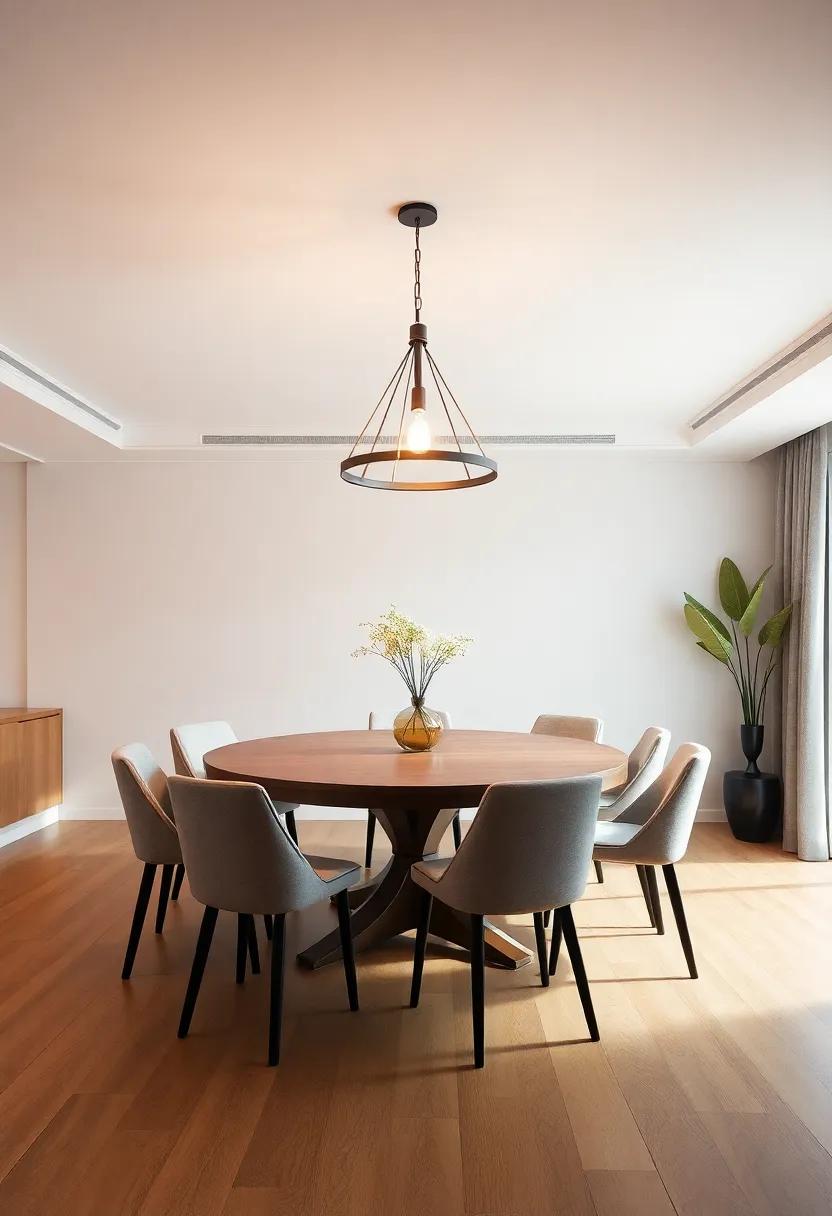 Experiment with ⁢ambient ⁢lighting by​ placing a stylish chandelier or⁤ pendant‍ light directly above the table