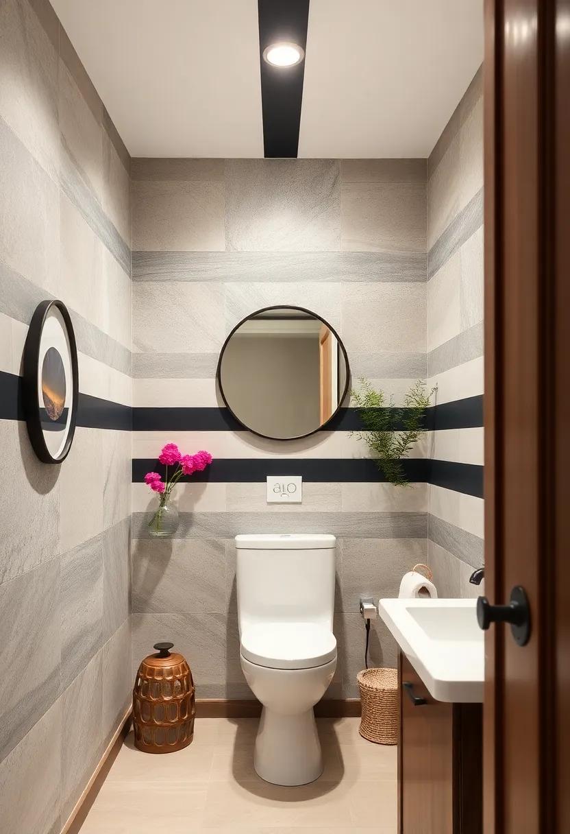 Add contrasting stripes to your ceiling to draw the eye upward, giving the illusion of height in a compact area