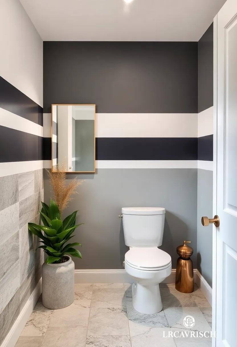 Use two-tone paint​ techniques to achieve a modern striped​ look, dividing the wall at a unique angle for ‍added flair