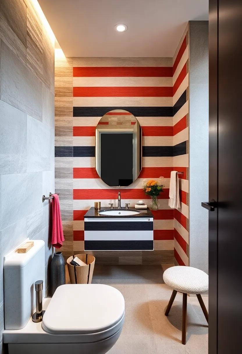 Select ‍a striped vanity with bold colors to serve as both ⁤a functional piece and a striking centerpiece for the room