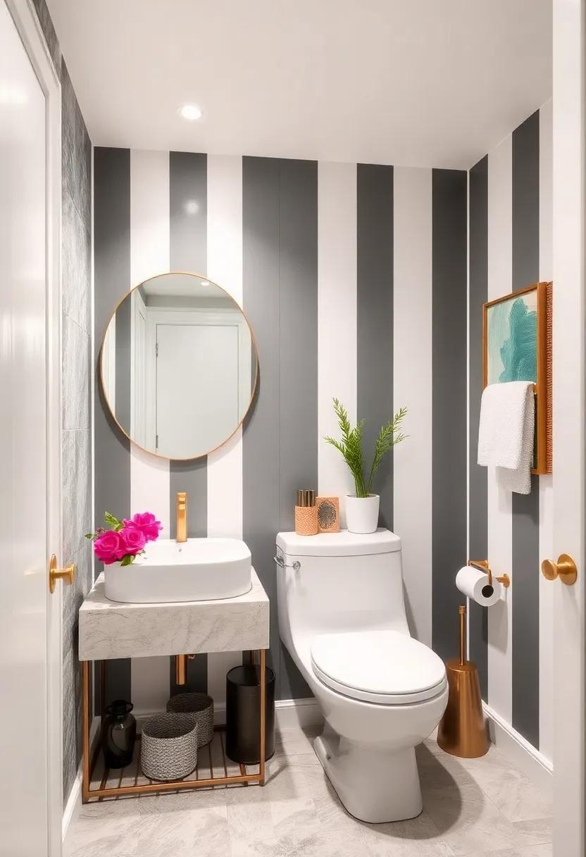 Add touches of metallic ‍in your striped design, whether ⁤through paint or décor, to elevate the elegance of your powder room