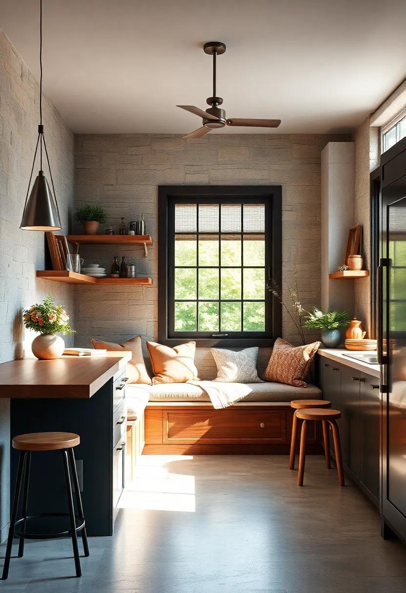 Craft a cozy nook with a built-in bench adorned with plush cushions, ⁤creating ⁢a comfy space for‌ sipping coffee or reading
