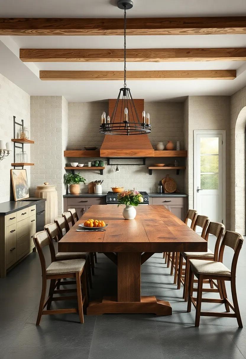 Feature a large⁤ farmhouse⁣ table⁣ as the centerpiece of your kitchen, encouraging⁤ communal meals and lively ⁢gatherings