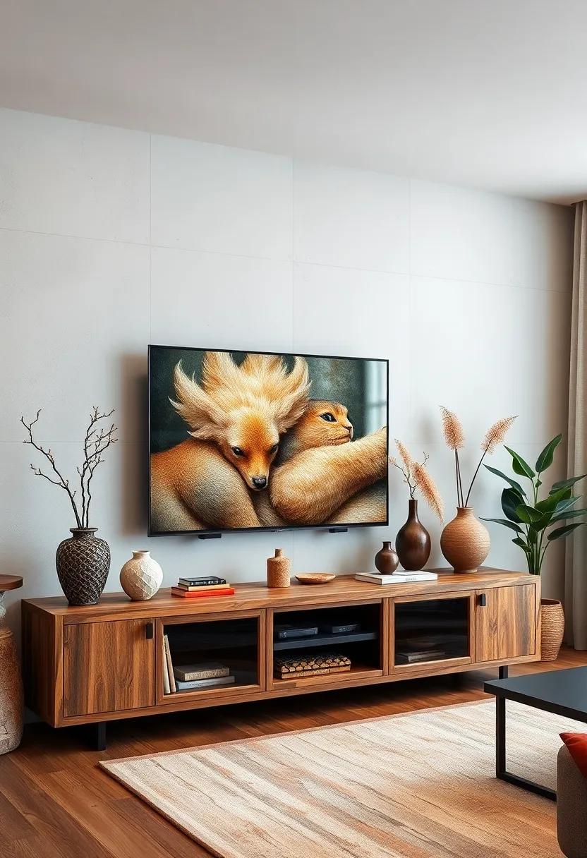 Artistic⁣ Arrangements: ⁢Styling Decor ‍Items‌ on Your Rustic ⁤TV ⁤Unit