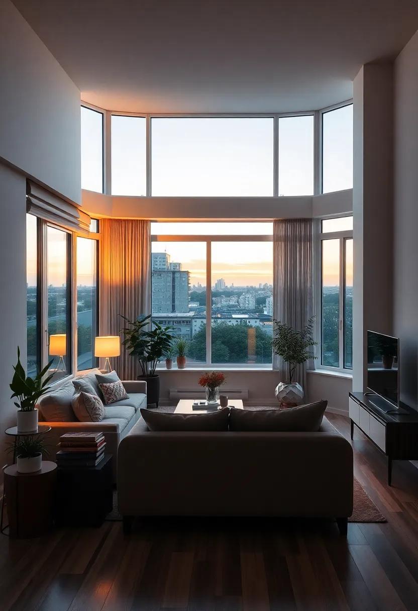 Layered lighting: Install a mix of overhead​ fixtures, floor lamps, and table⁣ lights to ⁣highlight⁢ different areas of your‌ living room as‌ the sun​ sets
