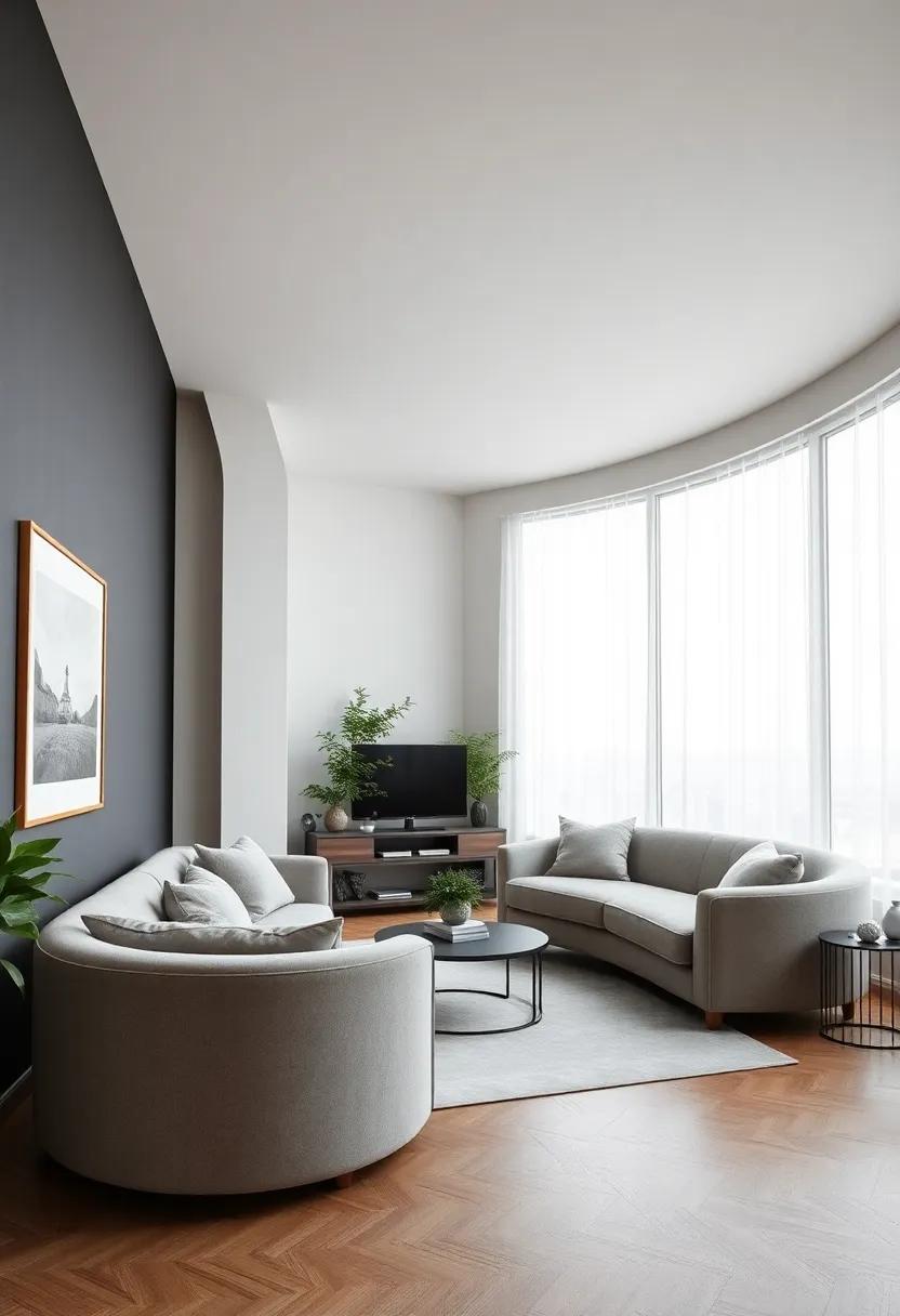 Curved‌ furniture:⁣ Opt for rounded sofas or chairs to soften the angles in the ​room and⁣ promote a more inviting atmosphere