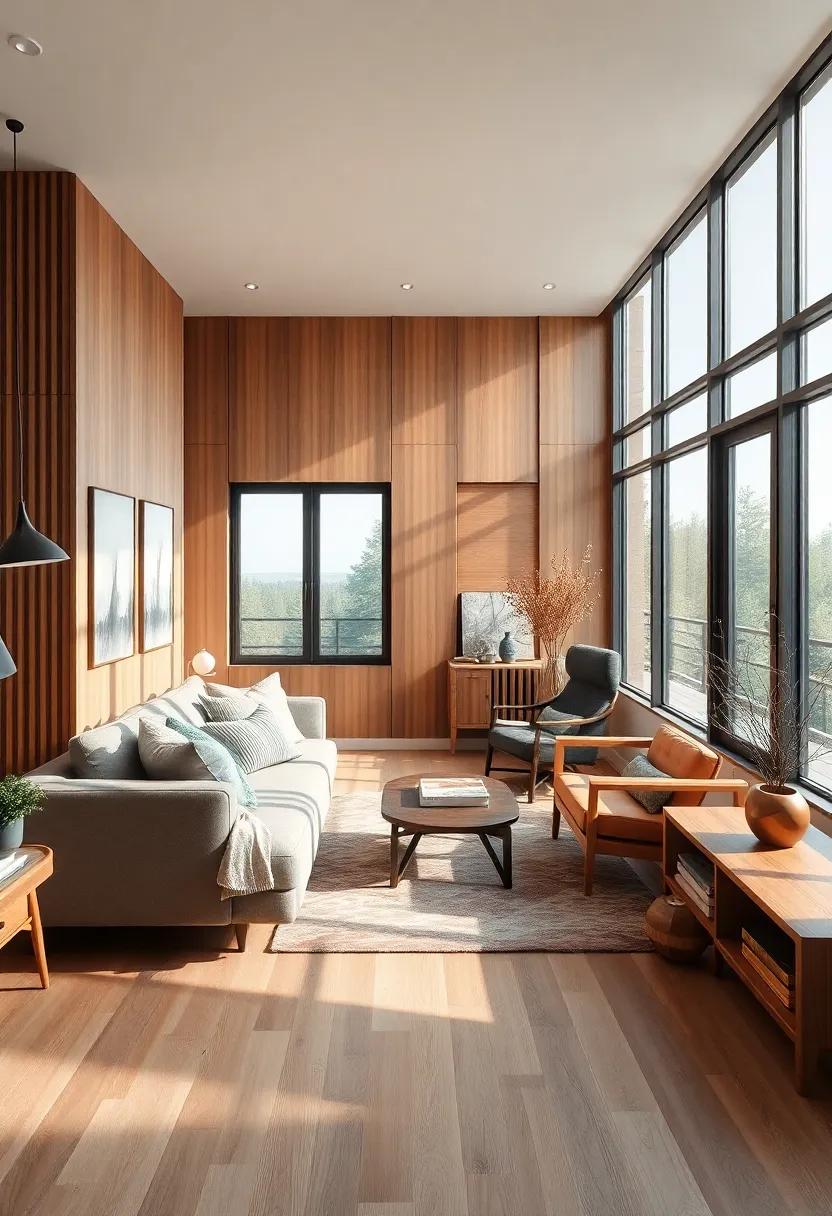 Warm wood accents: Choose wooden elements in your ​furniture to add warmth and a natural touch that complements views of the outdoors