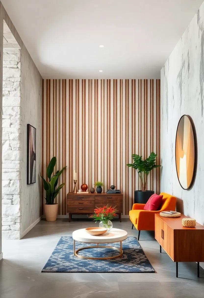 Elevating Narrow Entryways With Vertical Striped Accent Walls To Create The Illusion Of Height And Space