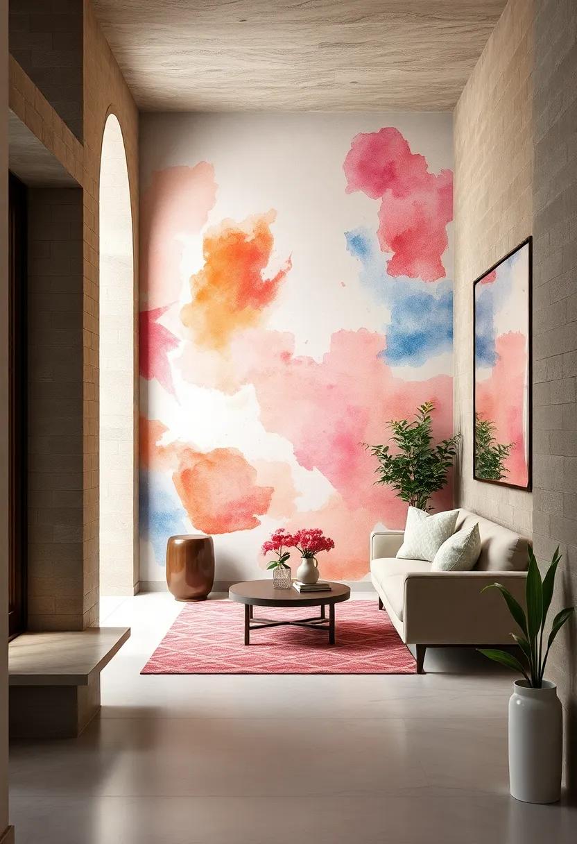 Flowing Watercolor Washes Adding A Dreamy, Ethereal Ambiance To Compact Entrances