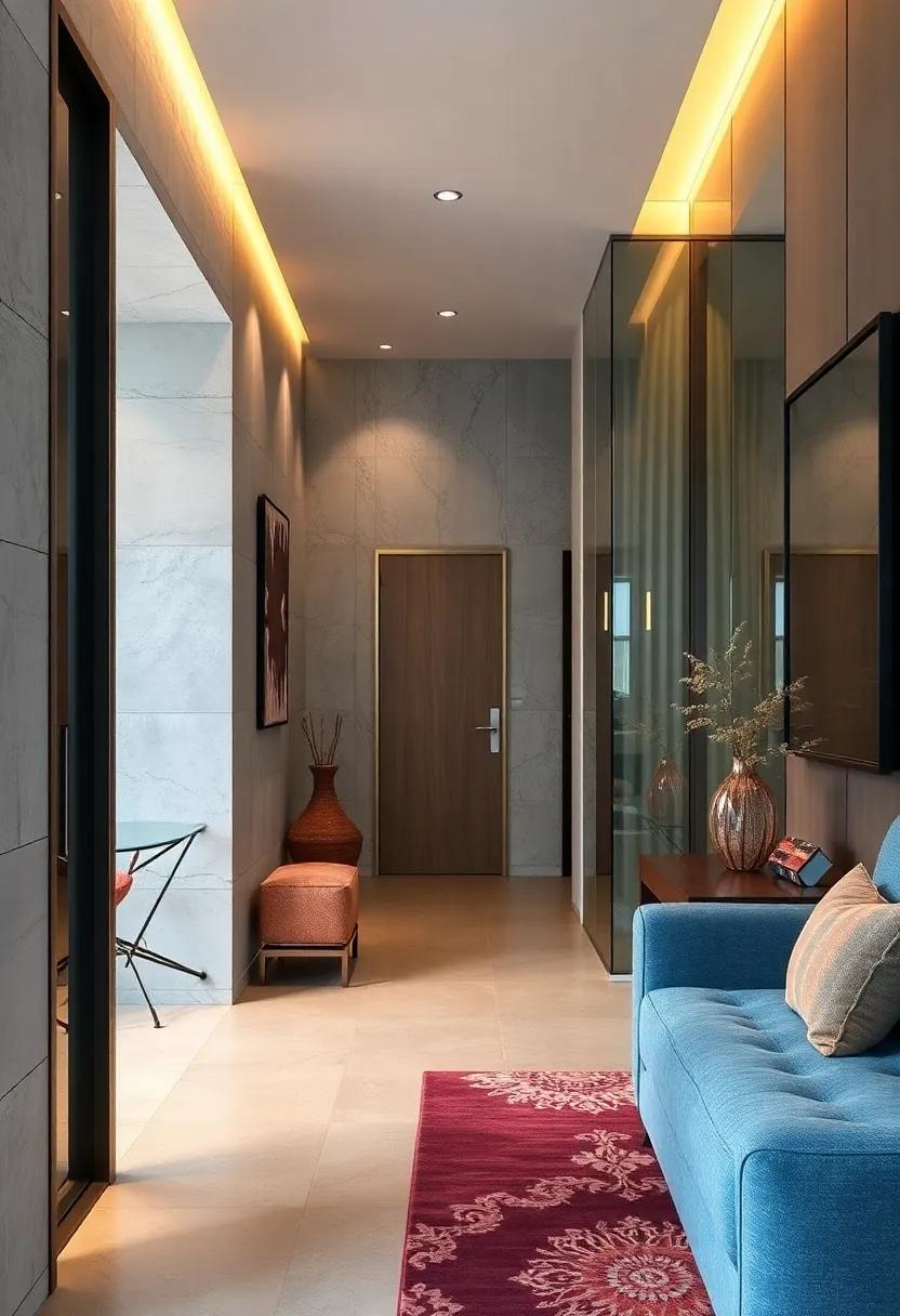 Mirrored Panel Designs On Accent Walls Expanding Perceptions Of Space In Compact Corridors