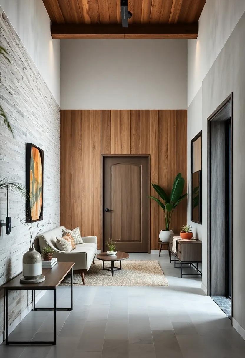 Natural Wood Accent Panels Offering Warmth And Texture To Beiges And Neutral Entry Walls