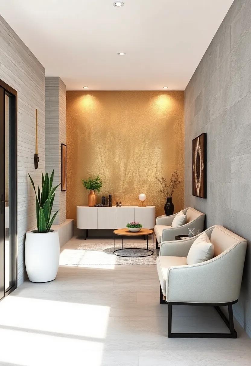Subtle Metallic Accent Walls Reflecting Light And Adding A Modern Luxe Feel To Small Entryways