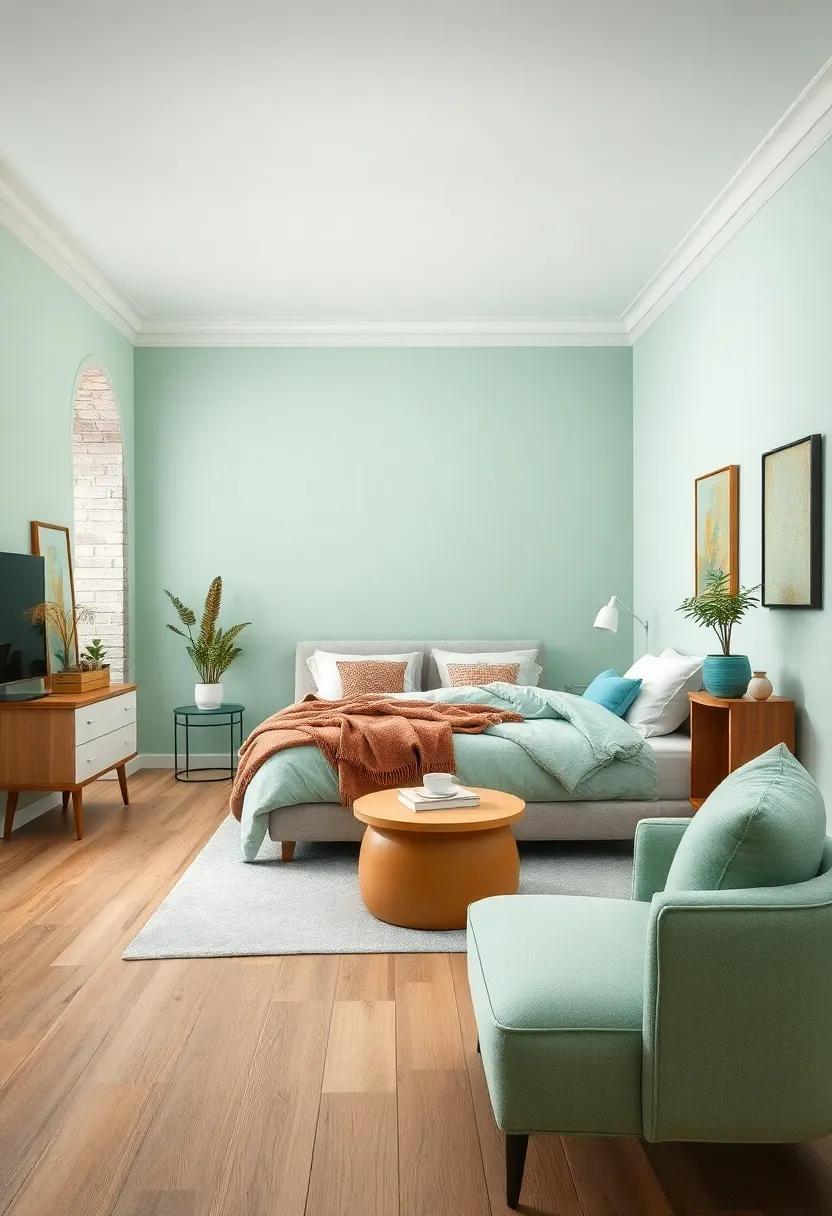 Mint Green - Refreshing yet ⁣calming, mint green is a delightful choice that brings a sense of rejuvenation to your bedroom
