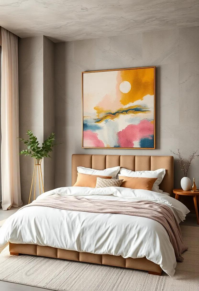 Abstract⁤ Art: Choose soothing abstract paintings ⁢that‍ blend with your color scheme,​ adding a contemporary flair