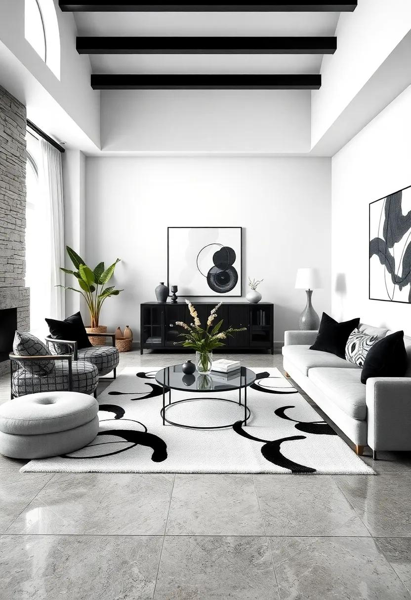 Organic Shapes in Black and White Textiles Adding Rhythm and Movement to the Room