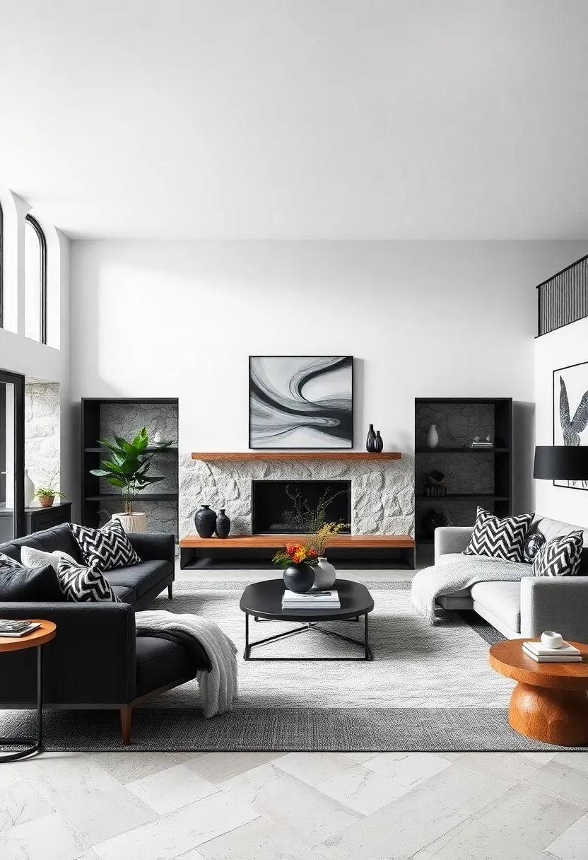 Incorporating Natural Elements Like Wood and Stone in a Black and White Palette