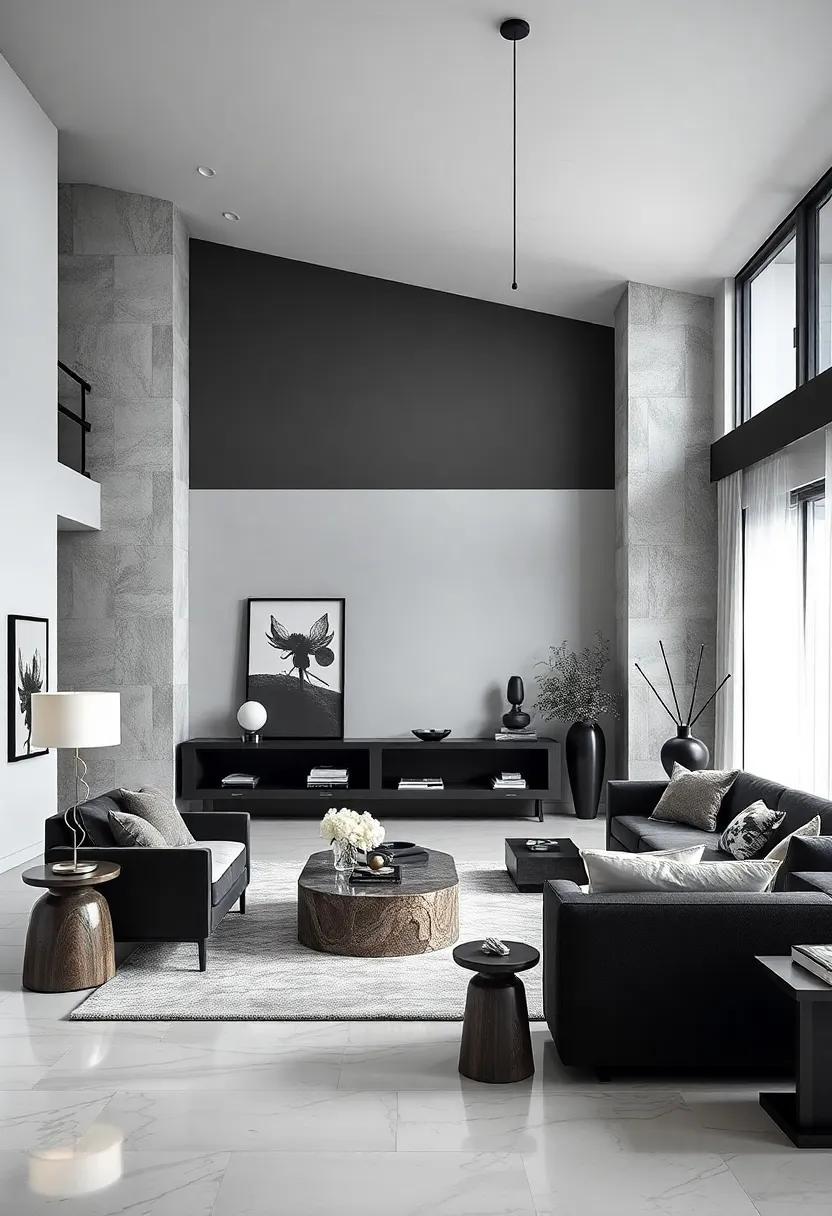Sculptural Furniture Pieces in Black and White Elevating the Space's Artistic Vibe