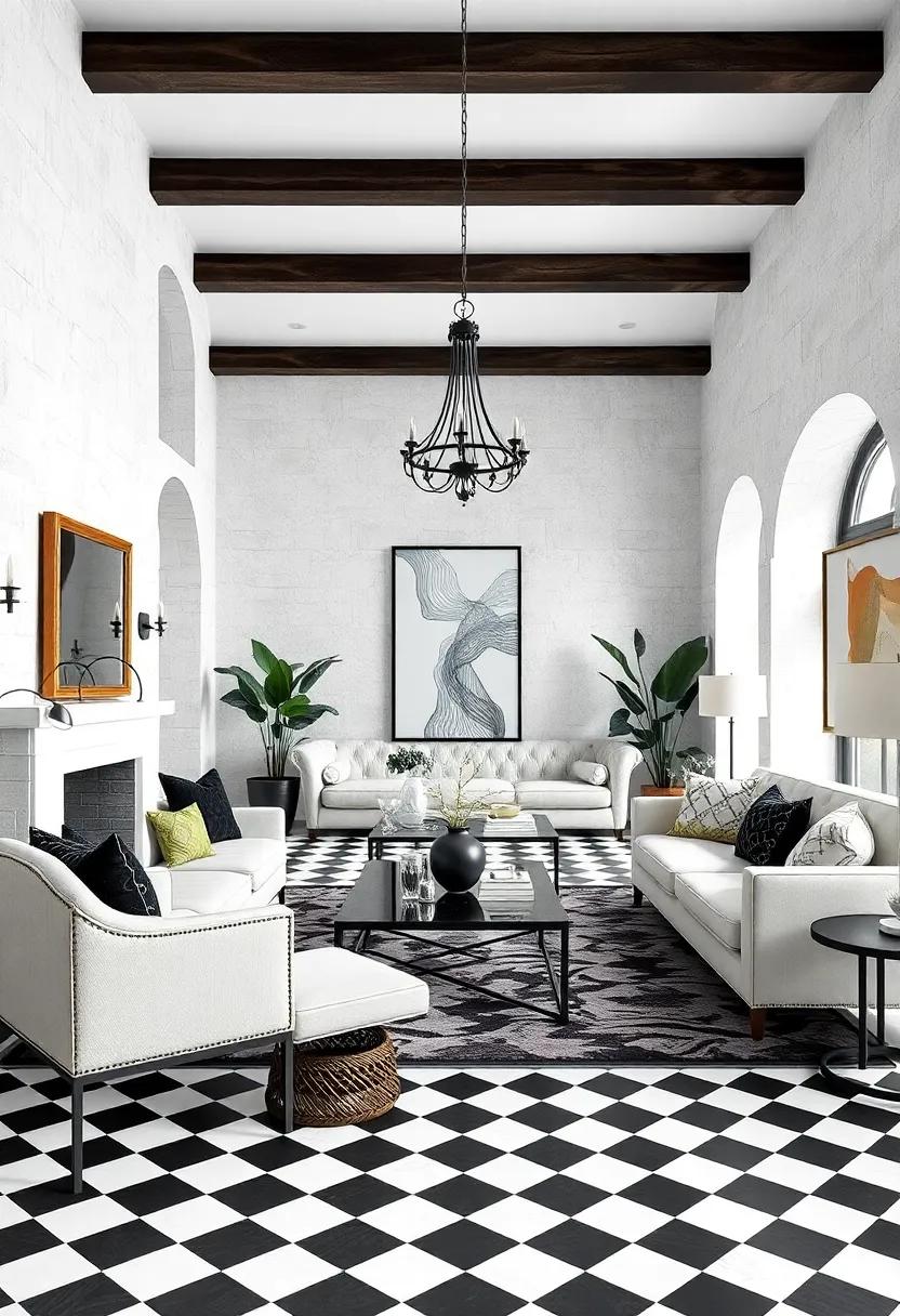 Classic Checkerboard Floors Paired with Contemporary Decor for a Timeless Look