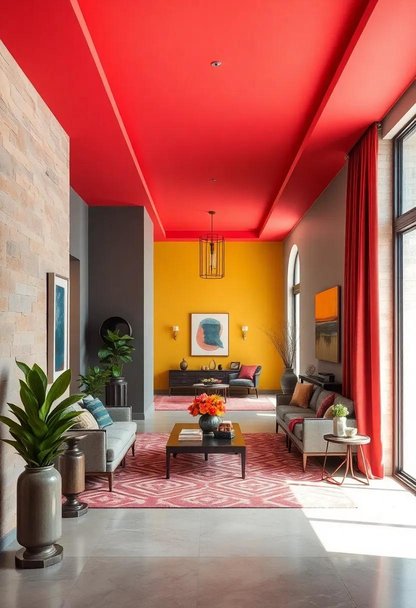 Contrasting Ceiling Colors That Surprise and Delight When Stepping Into a Boldly Designed Entryway