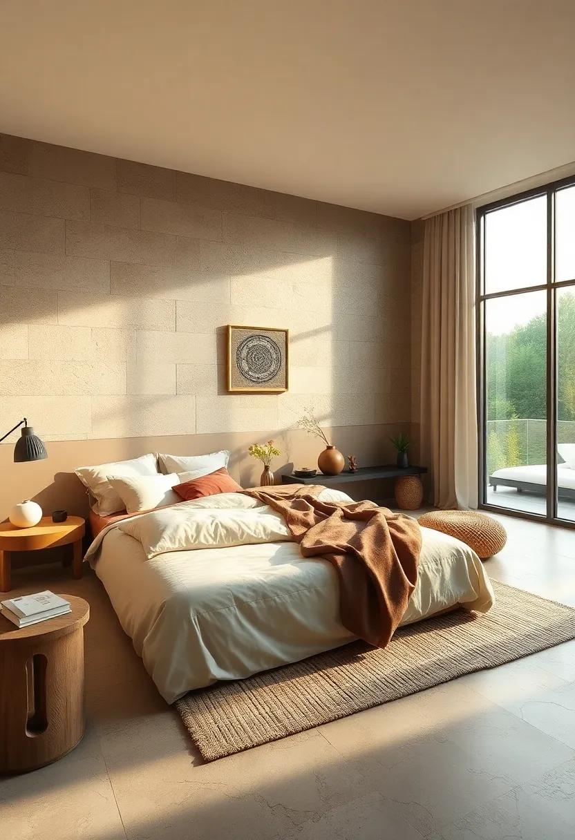 Dawn Light Gently Enhancing the Muted Earth Tones of a Zen-Inspired Bedroom