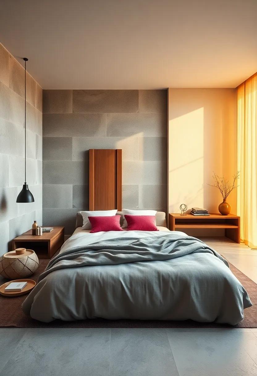 Organic Textures Highlighted by Warm Golden Light in Minimalist Zen Interiors