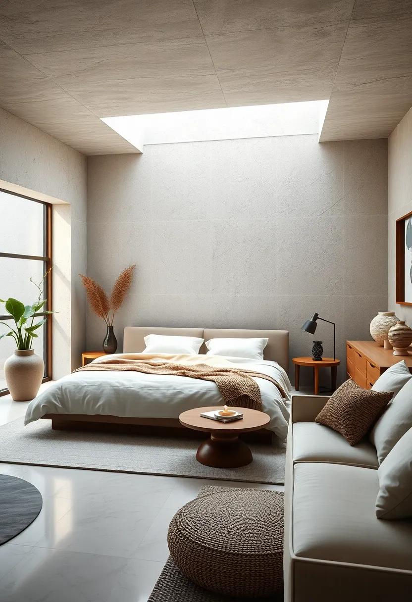 A Zen Bedroom Alight With Radiant Natural Light Embracing Neutral Toned Furnishings