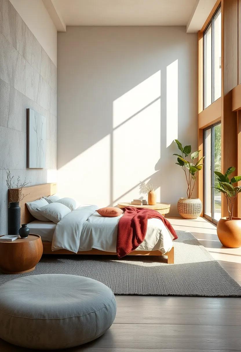 Sun-Kissed Natural Wood Elements Bathed in Soft Diffused Daylight for Serene Mood