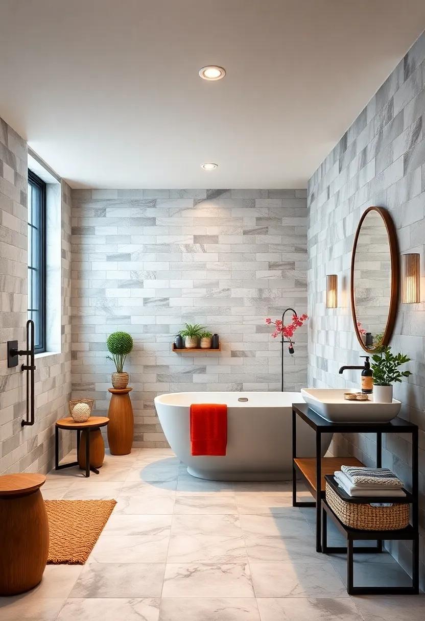 Floor-to-Ceiling Subway Tiles with Contrasting Grout