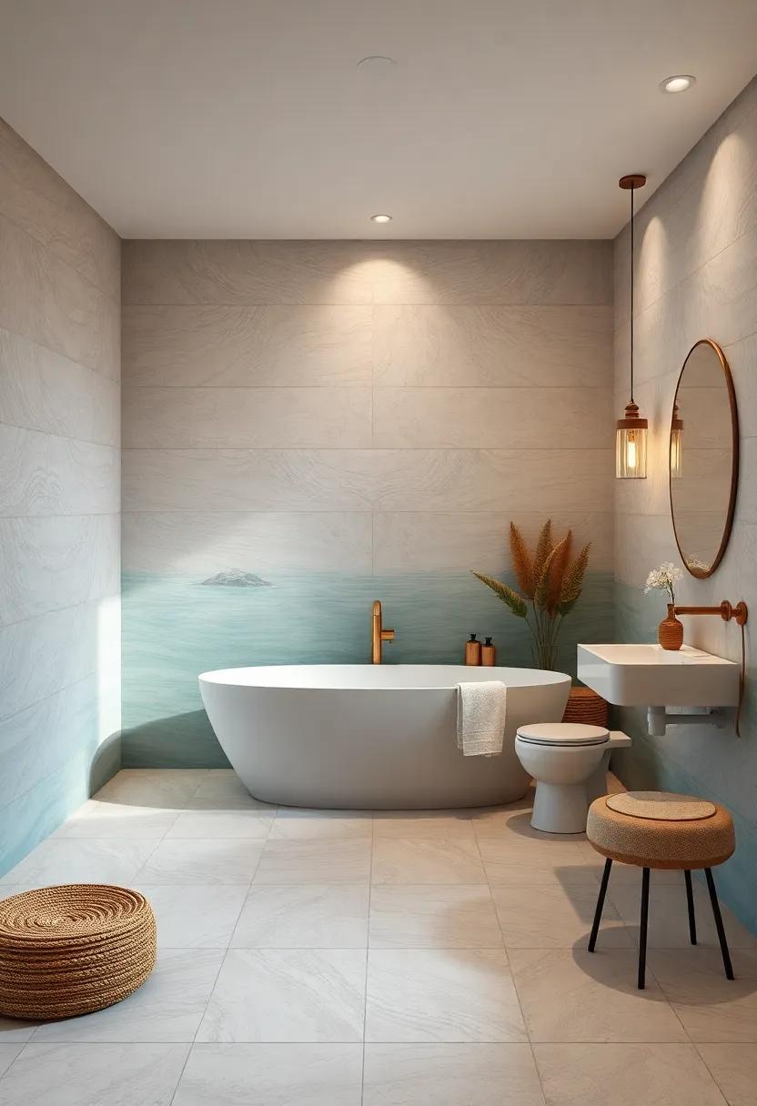 Soft Gradient Floor-to-Ceiling Tiles in Bathroom