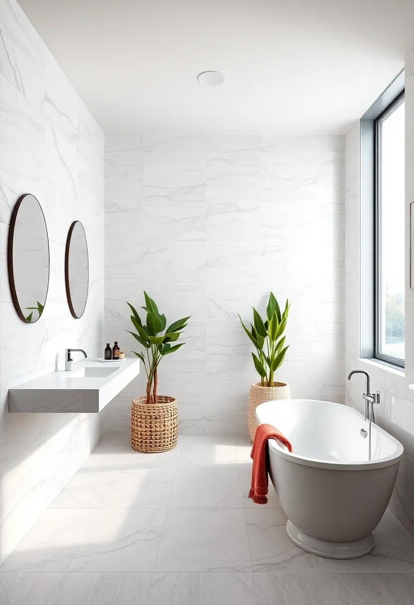 Glossy White Tiles Heightening Brightness and Clean Lines in Classic Bathroom Interiors