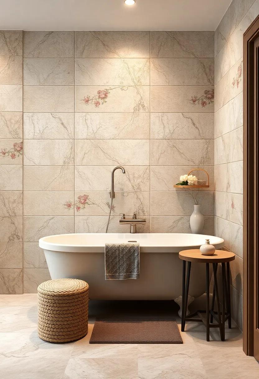 Hand-Painted Tiles Featuring Delicate Floral Motifs for a Nostalgic Bathroom Vibe