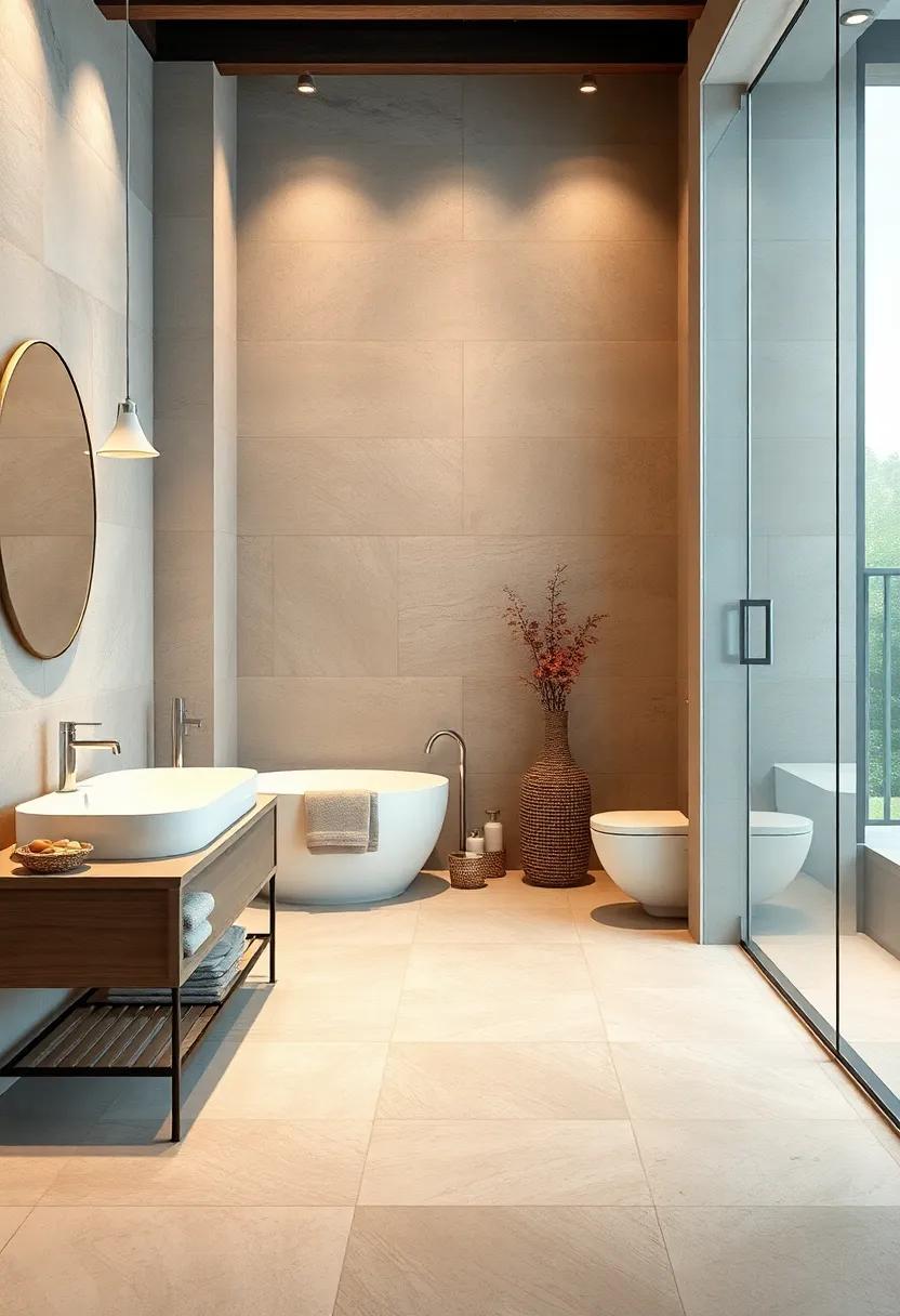 Soft Neutral Color Palettes Enhancing Serene Bathroom Ambiance with Classic Tiles
